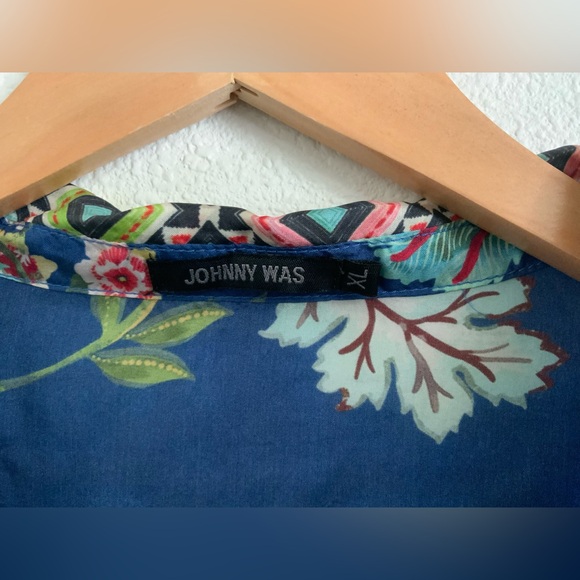 Johnny Was Hebea Della Silk Floral Button Up Tunic Blouse - Picture 2 of 5